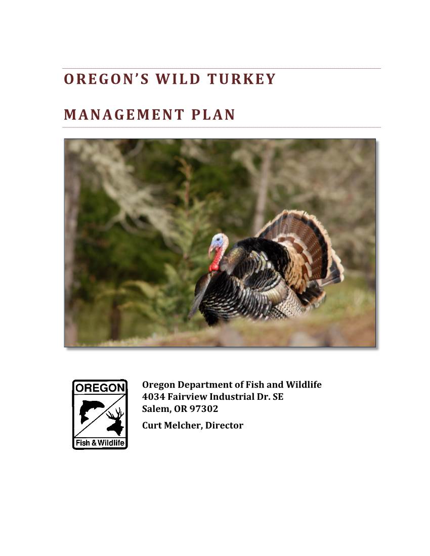 2018 FINAL Oregon Wild Turkey Plan