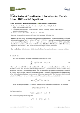 Finite Series of Distributional Solutions for Certain Linear Differential Equations