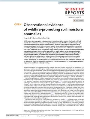 Observational Evidence of Wildfire‑Promoting Soil Moisture Anomalies