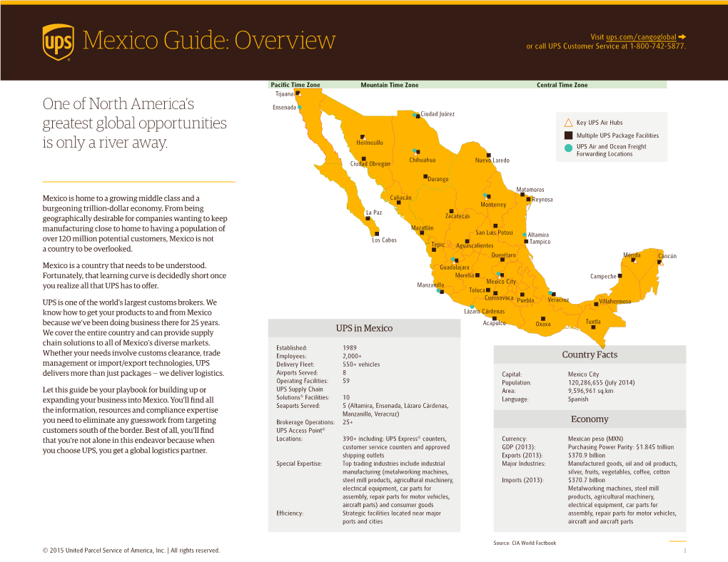 Mexico Guide: Overview Or Call UPS Customer Service at 1-800-742-5877