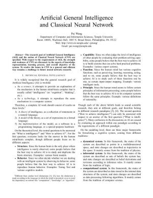 Artificial General Intelligence and Classical Neural Network