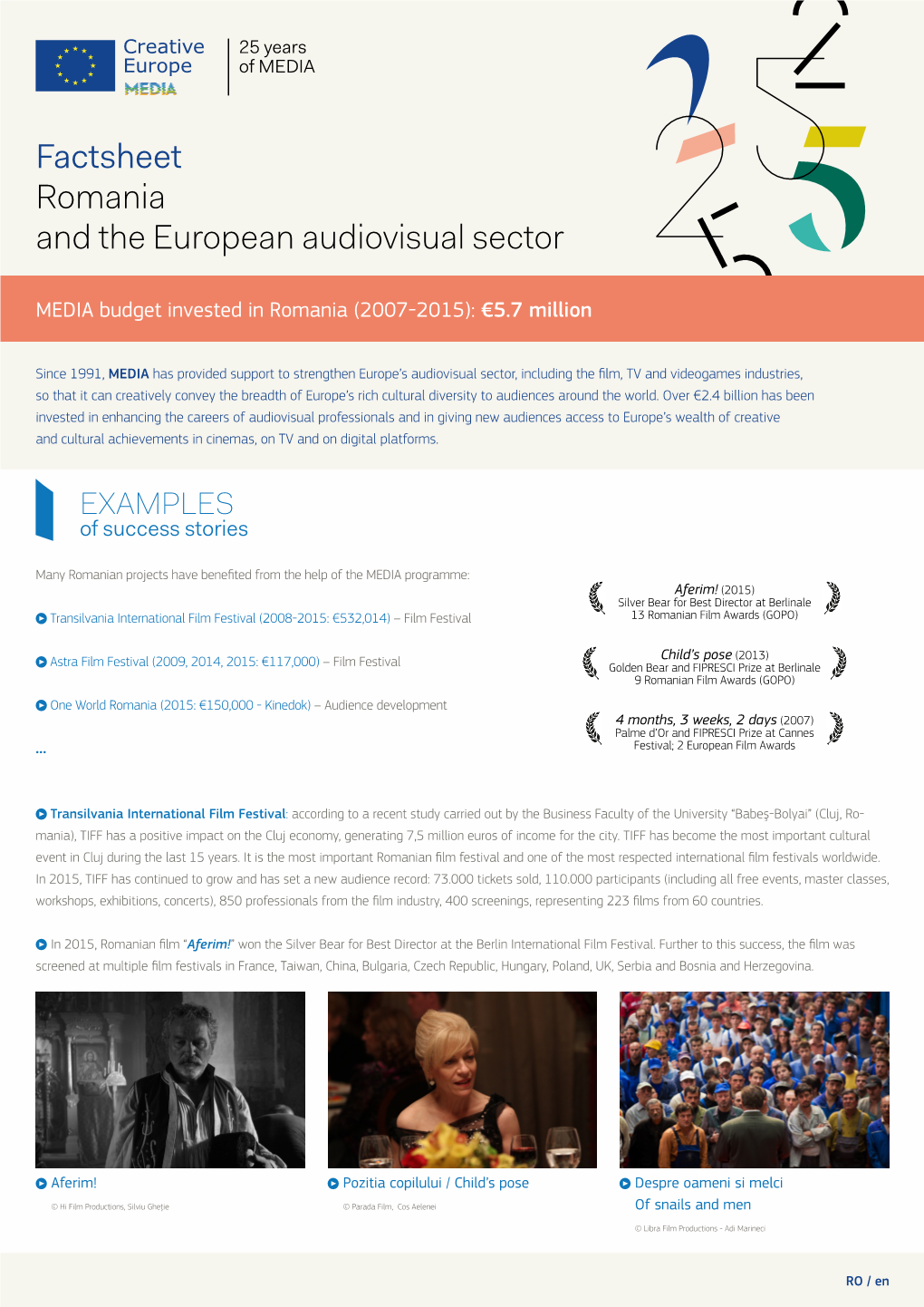 Factsheet Romania and the European Audiovisual Sector