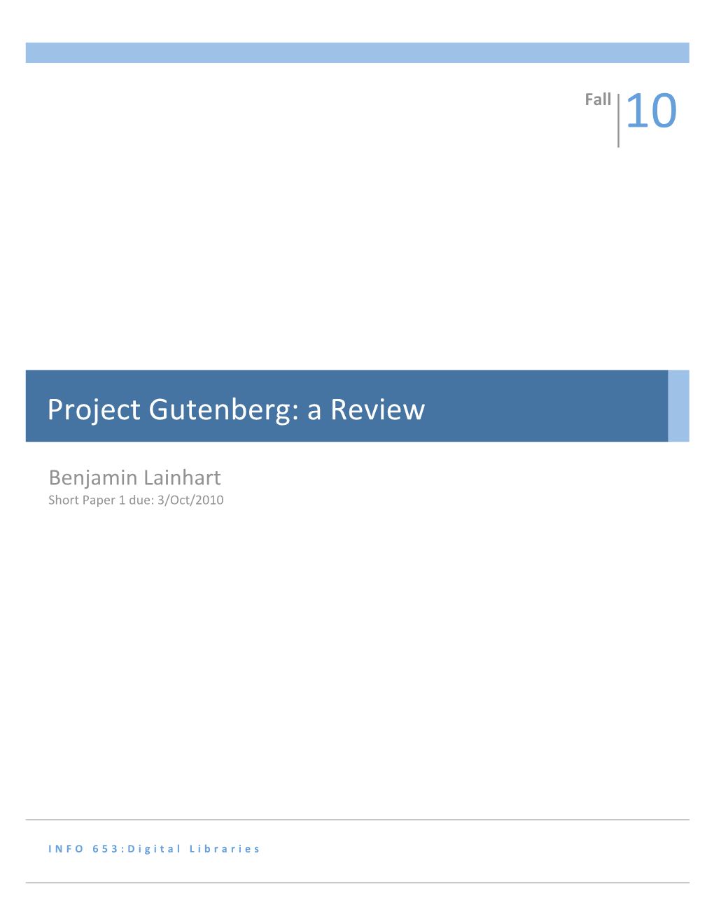 Project Gutenberg: a Review