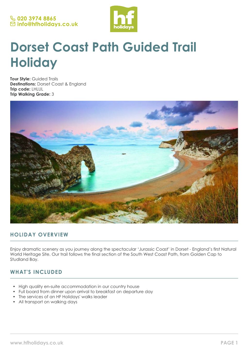 Dorset Coast Path Guided Trail Holiday