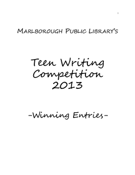 Teen Writing Competition 2013