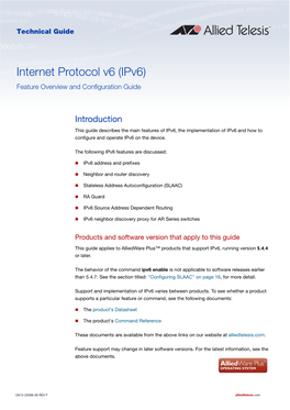Ipv6 Feature Overview and Configuration Guide