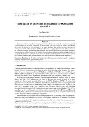 Tests Based on Skewness and Kurtosis for Multivariate Normality