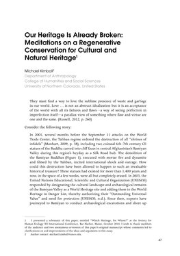 Meditations on a Regenerative Conservation for Cultural and Natural Heritage1