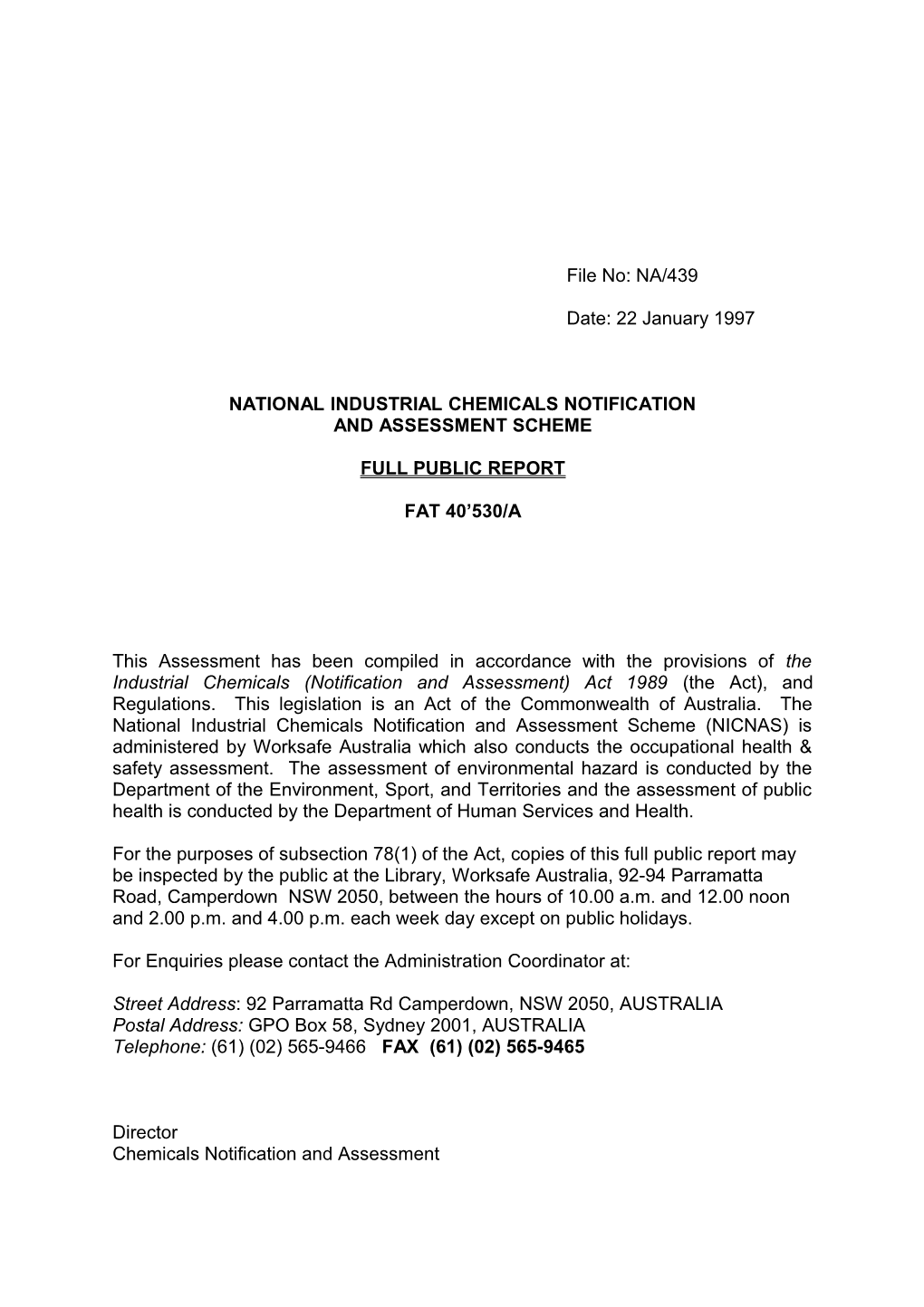 National Industrial Chemicals Notification