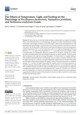 The Effects of Temperature, Light, and Feeding on the Physiology of Pocillopora Damicornis, Stylophora Pistillata, and Turbinaria Reniformis Corals