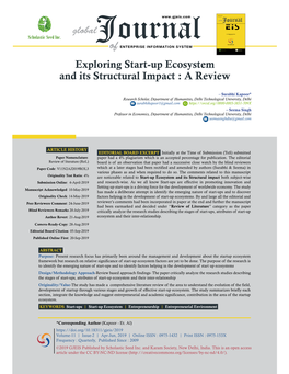 Exploring Start-Up Ecosystem and Its Structural Impact : a Review