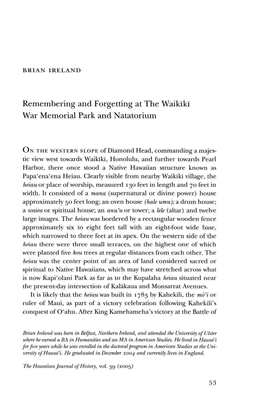 Remembering and Forgetting at the Waikiki War Memorial Park and Natatorium
