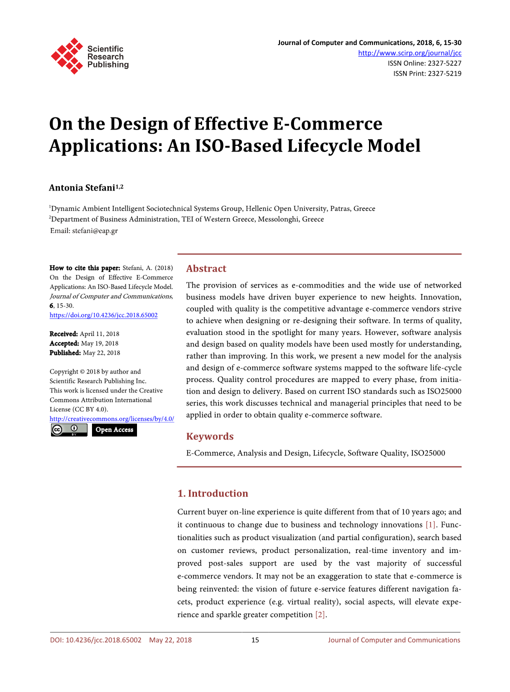 On the Design of Effective E-Commerce Applications: an ISO-Based Lifecycle Model