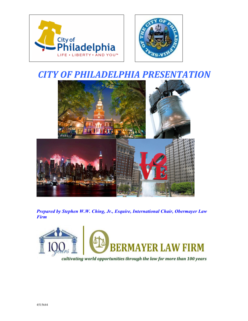 City of Philadelphia Presentation