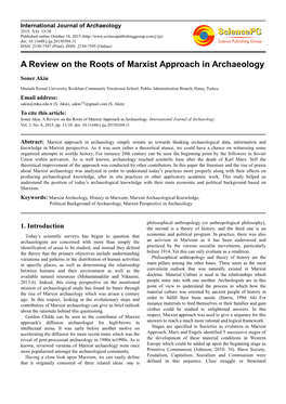 A Review on the Roots of Marxist Approach in Archaeology
