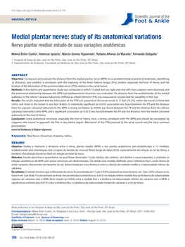 Medial Plantar Nerve: Study of Its Anatomical Variations Nervo Plantar Medial: Estudo De Suas Variações Anatômicas
