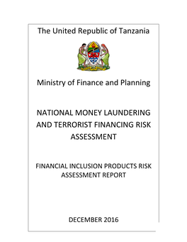 Tanzania Financial Inclusion Products National Risk Assessment Report