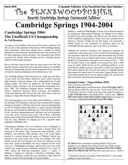The PENNSWOODPUSHER Cambridge Springs 1904-2004