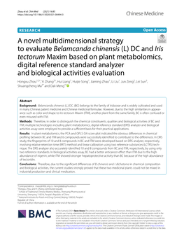 (L) DC and Iris Tectorum Maxim Based on Plant Metabolomics, D