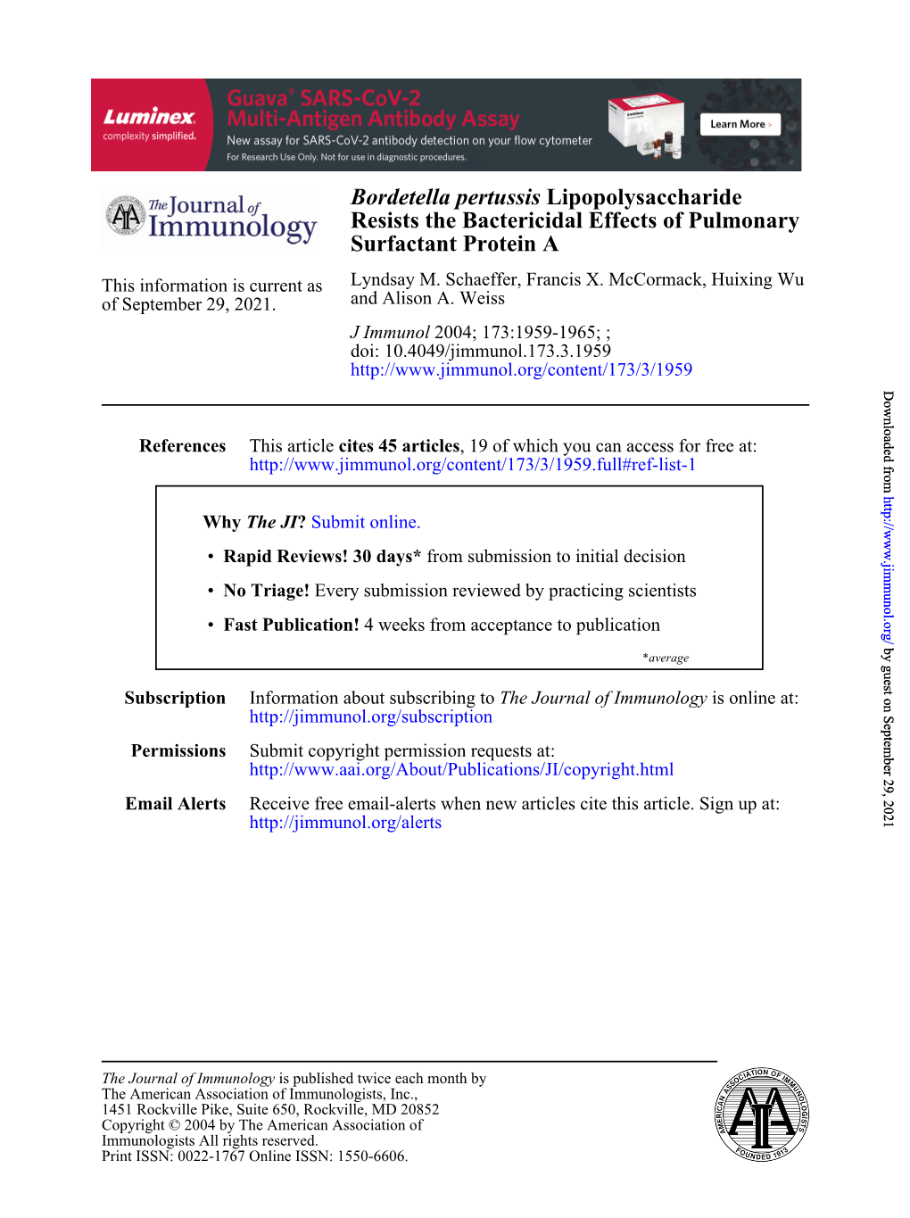 Surfactant Protein a Resists the Bactericidal Effects of Pulmonary