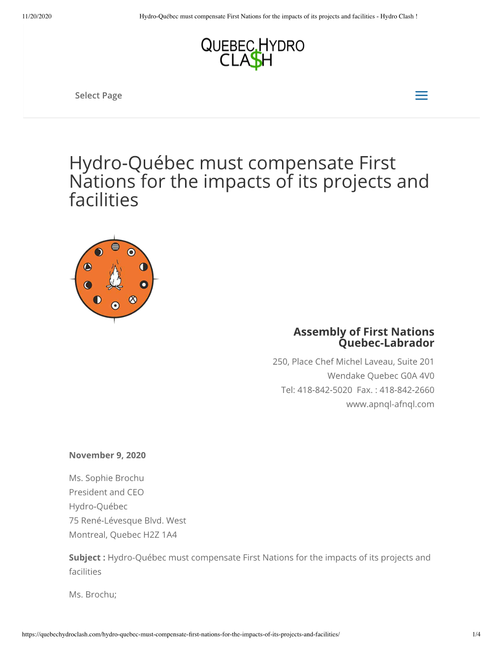 Hydro-Québec Must Compensate First Nations for the Impacts of Its Projects and Facilities - Hydro Clash !