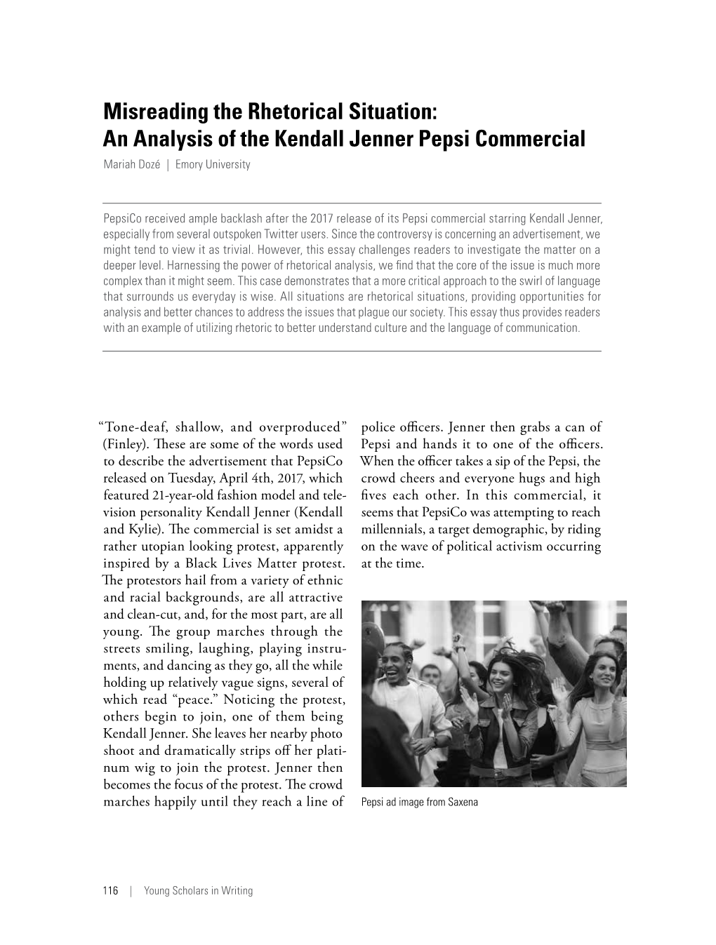 An Analysis of the Kendall Jenner Pepsi Commercial Mariah Dozé | Emory University