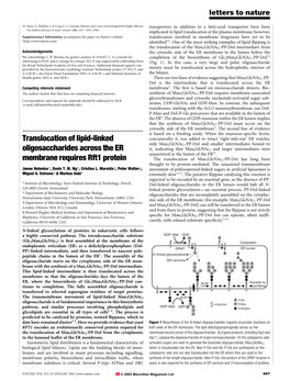 Translocation of Lipid-Linked Oligosaccharides Across the ER