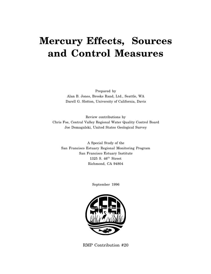 Mercury Effects, Sources and Control Measures