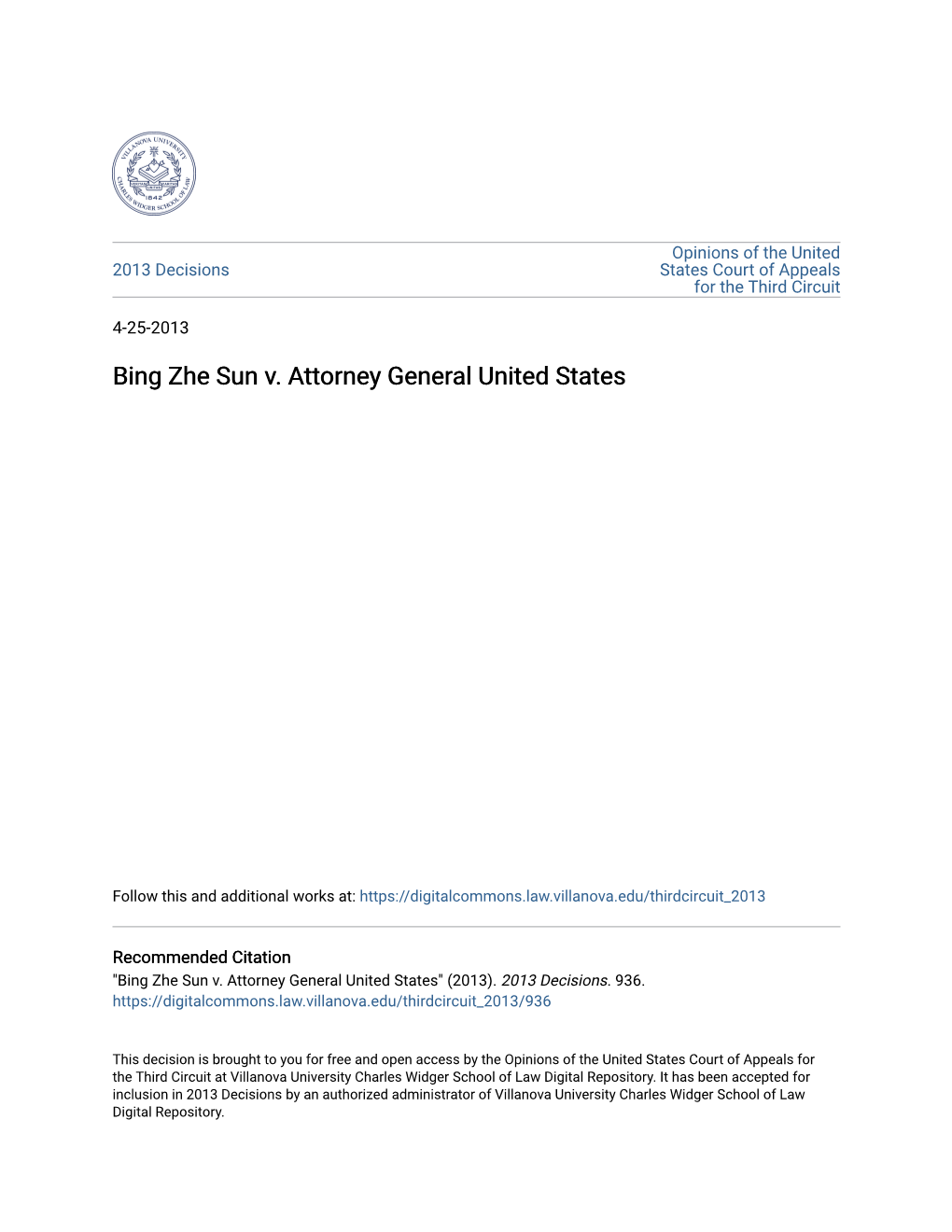 Bing Zhe Sun V. Attorney General United States