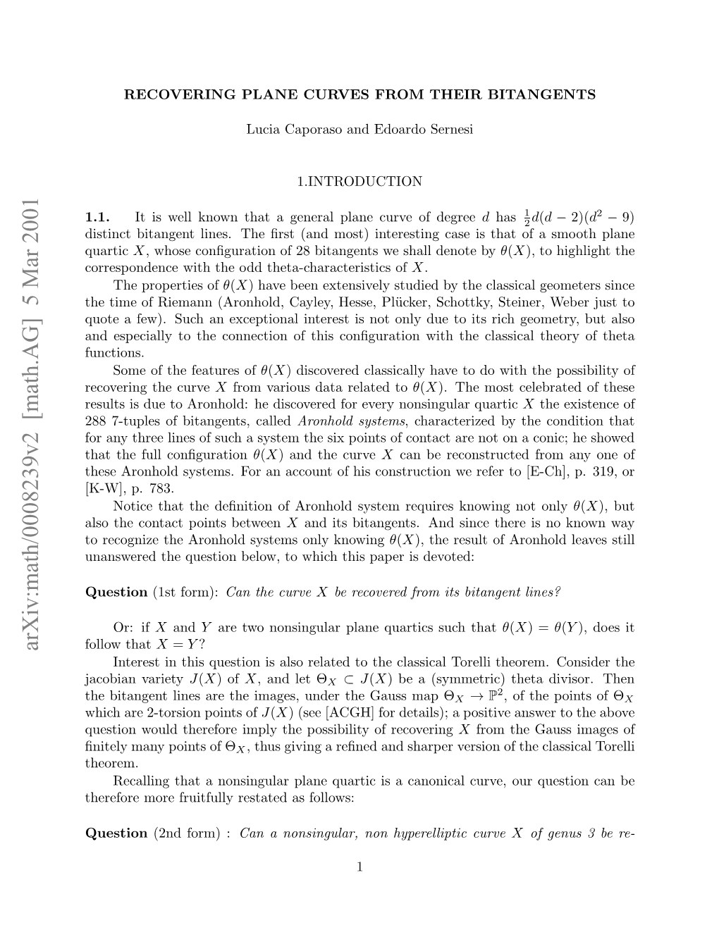 [Math.AG] 5 Mar 2001 Hs Rnodsses O Nacuto I Osrcinw Construction His of 783