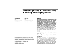 Uncovering Seams in Distributed Play of Tabletop Role-Playing Games