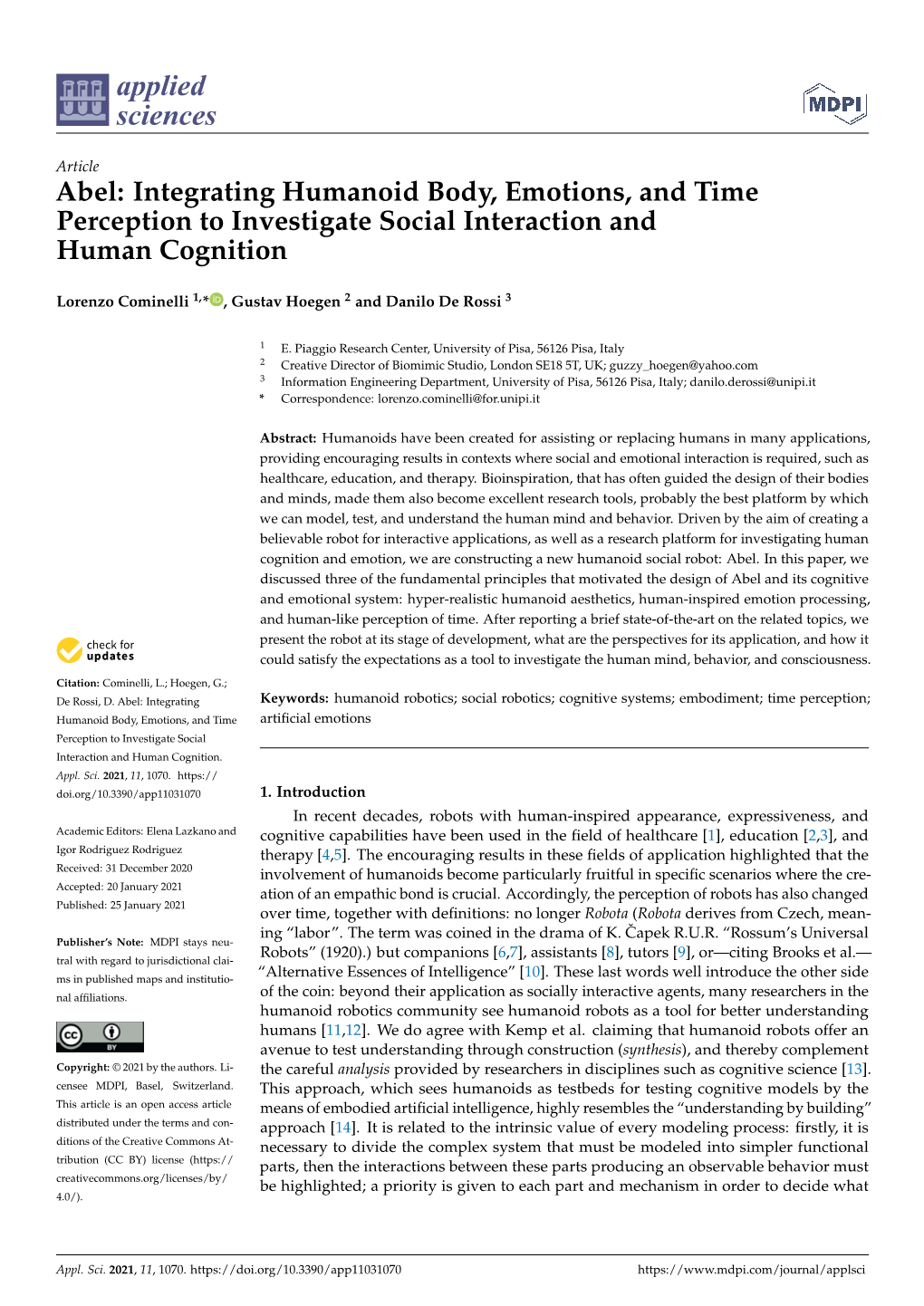 Integrating Humanoid Body, Emotions, and Time Perception to Investigate Social Interaction and Human Cognition