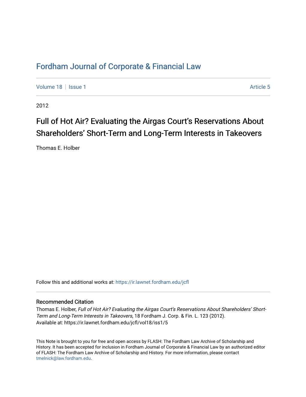 Fordham Journal of Corporate & Financial