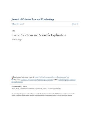 Crime, Sanctions and Scientific Explanation Thomas Orsagh
