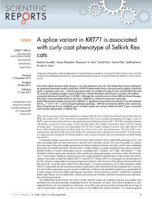 A Splice Variant in KRT71 Is Associated with Curly Coat