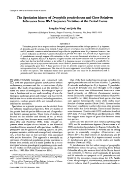 The Speciation History of Drosophila Pseudoobscura and Close