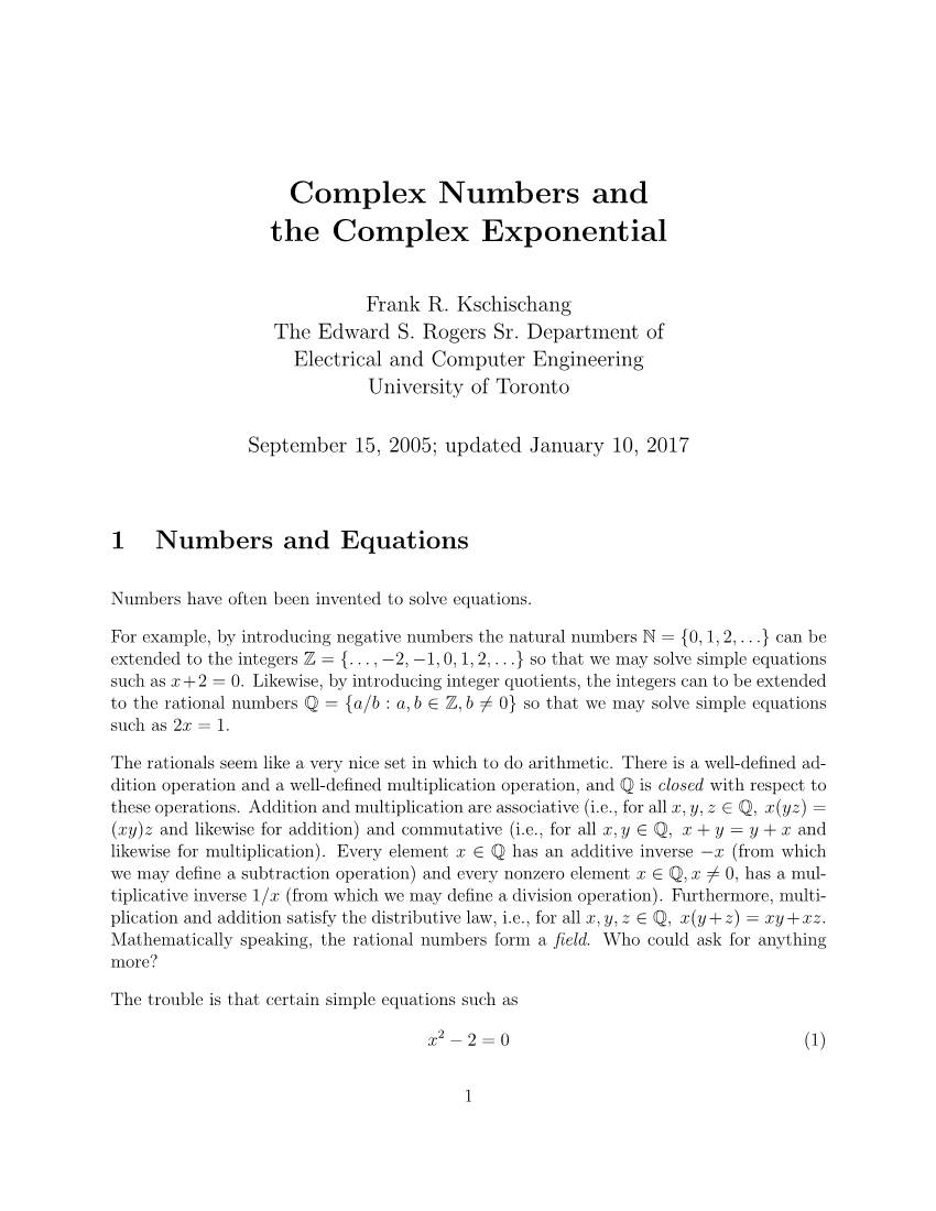 Complex Numbers and the Complex Exponential