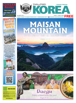 Share Your Piece of Paradise with Us MAISAN MOUNTAIN Hit the Trails for Fresh Air, Beautiful Views Pages 12-14