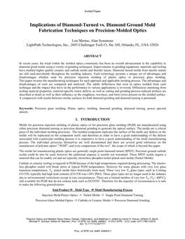 Implications of Diamond-Turned Vs. Diamond Ground Mold Fabrication Techniques on Precision-Molded Optics