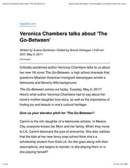 Veronica Chambers Talks About 'The Go-Between' About:Reader?Url=