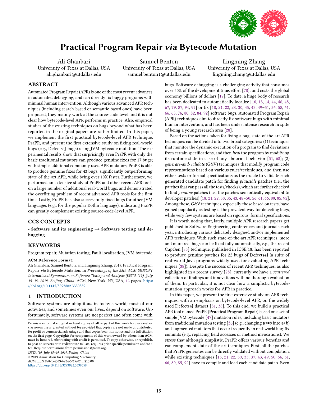 Practical Program Repair Via Bytecode Mutation