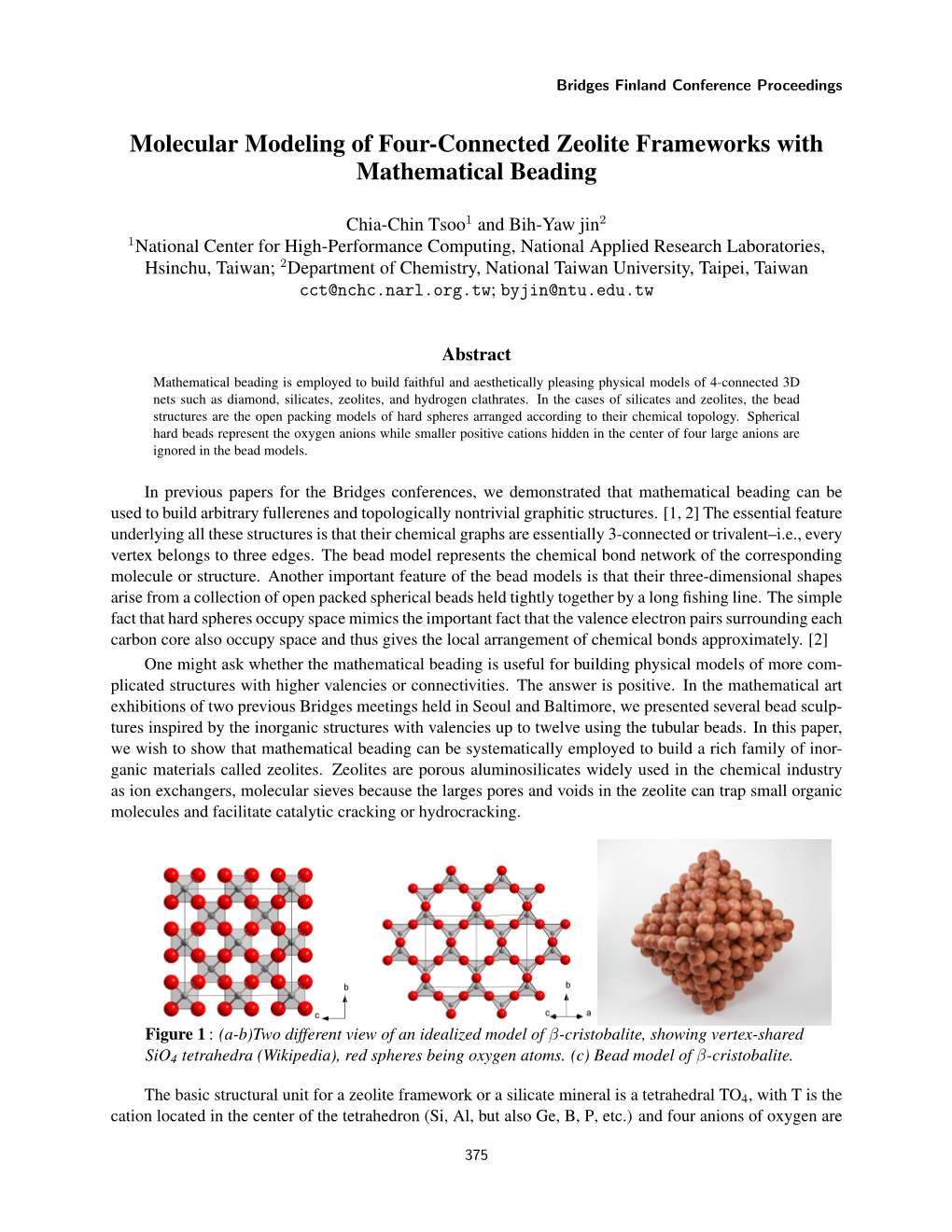 Molecular Modeling of Four-Connected Zeolite Frameworks with Mathematical Beading