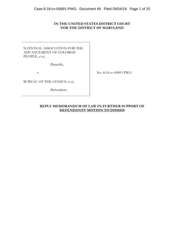 Case 8:18-Cv-00891-PWG Document 49 Filed 09/04/18 Page 1 of 20