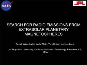 Search for Radio Emissions from Extrasolar Planetary Magnetospheres