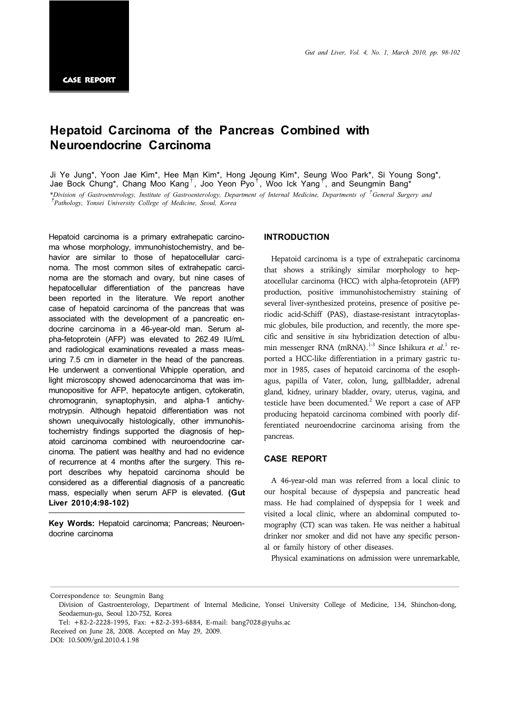 Hepatoid Carcinoma of the Pancreas Combined with Neuroendocrine Carcinoma