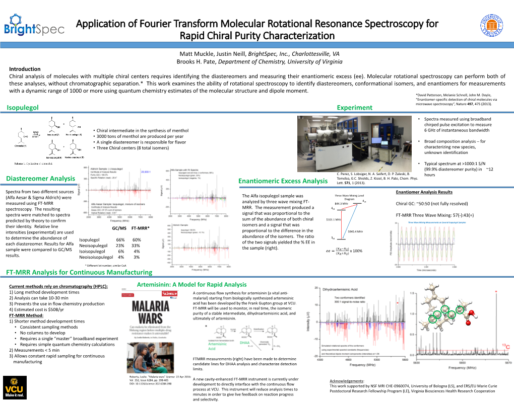 FT-MRR Analysis for Continuous Manufacturing Diastereomer Analysis Isopulegol Experiment Enantiomeric Excess Analysis