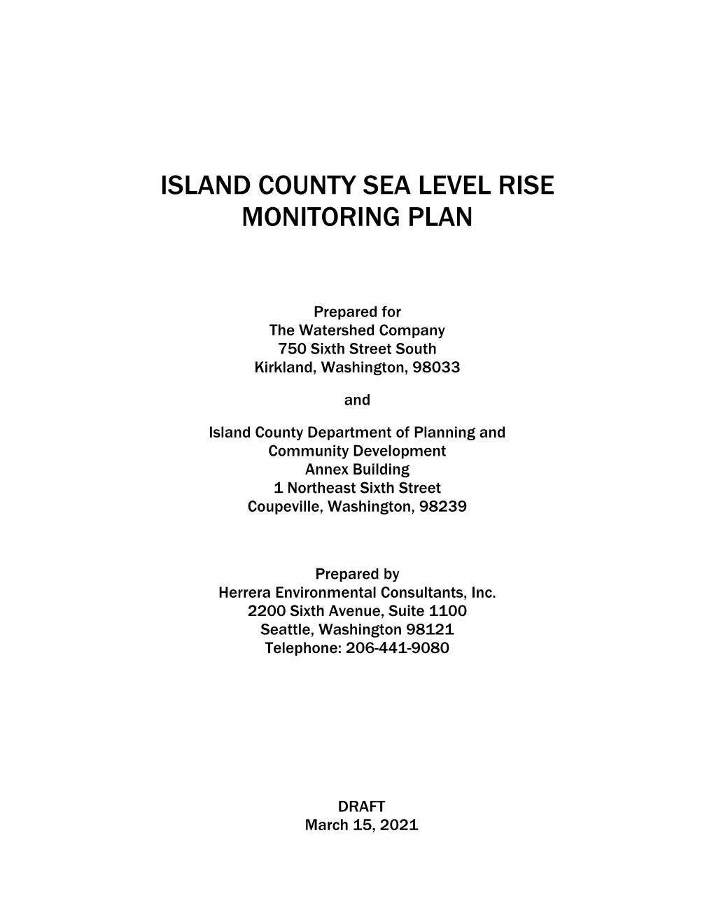 Island County Sea Level Rise Monitoring Plan