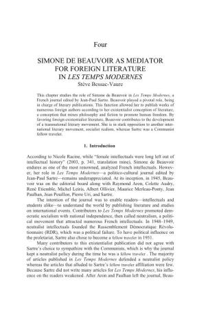 Four SIMONE DE BEAUVOIR AS MEDIATOR for FOREIGN