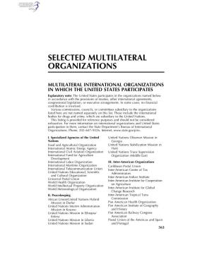 Selected Multilateral Organizations