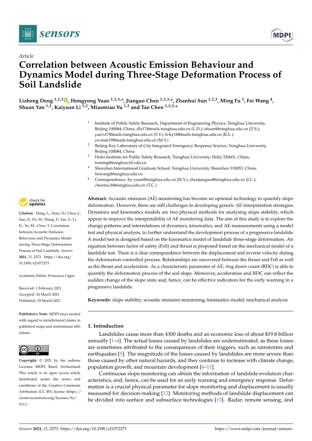 Correlation Between Acoustic Emission Behaviour and Dynamics Model During Three-Stage Deformation Process of Soil Landslide